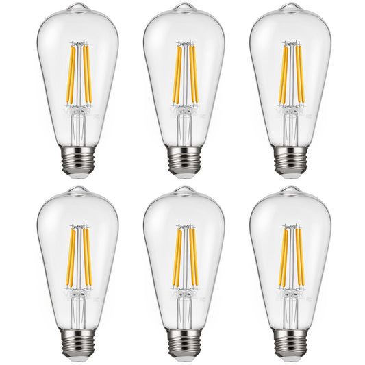 VEVOR 6 Pack Edison Bulbs LED, ST19 Vintage Edison Light Bulbs, 7W Dimmable 800 Lumens, 2700K Warm White, E26 Base LED Filament Bulb, Antique Glass Style for Home, Bedroom, Office, Farmhouse - ADSDPST196G0J99ZP001V6 - view 1