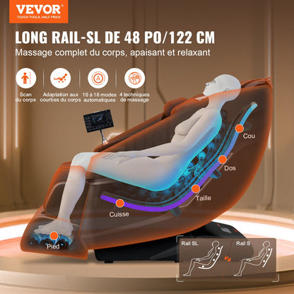 VEVOR Massage Chair with Flexible SL-Track, Full Body Zero Gravity Recliner, 10-18 Auto Modes, 3D Shiatsu, Heating, Bluetooth Speaker, Airbag, Foot Roller, and Touch Screen - AMYBBSCKPSLD1GB7XV1 - view 3