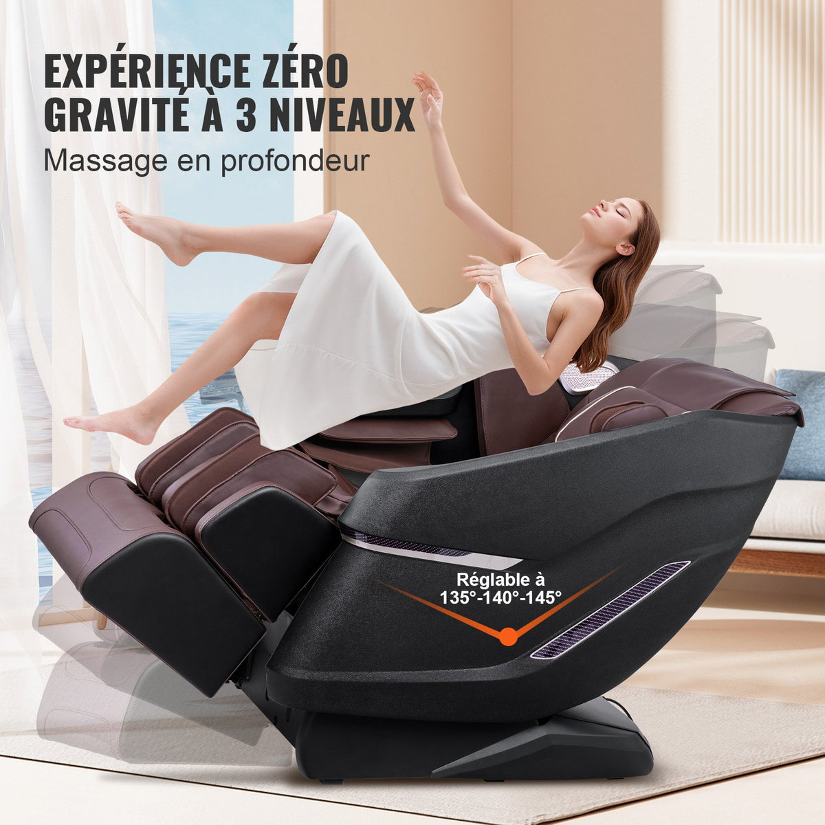 VEVOR Massage Chair with Flexible SL-Track, Full Body Zero Gravity Recliner, 10-18 Auto Modes, 3D Shiatsu, Heating, Bluetooth Speaker, Airbag, Foot Roller, and Touch Screen - AMYBBSCKPSLD1GB7XV1 - view 4