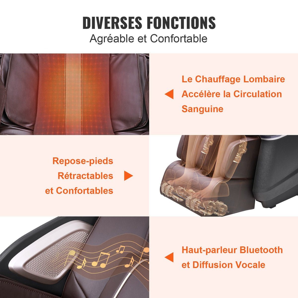VEVOR Massage Chair with Flexible SL-Track, Full Body Zero Gravity Recliner, 10-18 Auto Modes, 3D Shiatsu, Heating, Bluetooth Speaker, Airbag, Foot Roller, and Touch Screen - AMYBBSCKPSLD1GB7XV1 - view 7