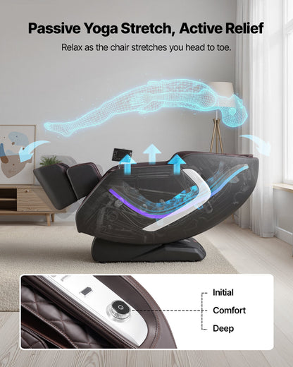 VEVOR Massage Chair,  4D Full Body Zero Gravity Recliner with SL Track, Yoga Stretch, AI Voice Control, Heat, Foot Roller, Retractable Pedal, 36 Airbags, LCD, Armrest Controls, Rolling Base - AMYLCDPFSAJAH6RAK001V1 - view 4
