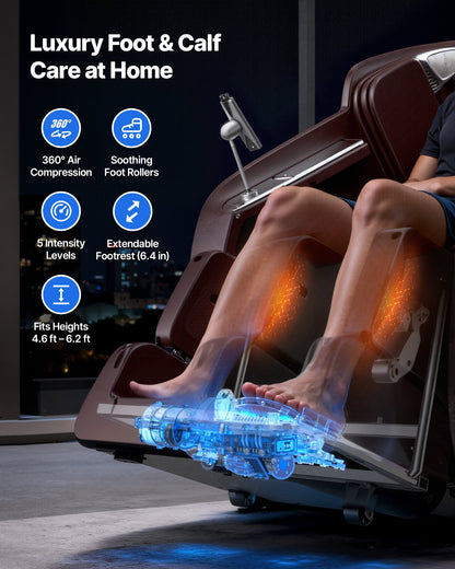 VEVOR Massage Chair,  4D Full Body Zero Gravity Recliner with SL Track, Yoga Stretch, AI Voice Control, Heat, Foot Roller, Retractable Pedal, 36 Airbags, LCD, Armrest Controls, Rolling Base - AMYLCDPFSAJAH6RAK001V1 - view 8