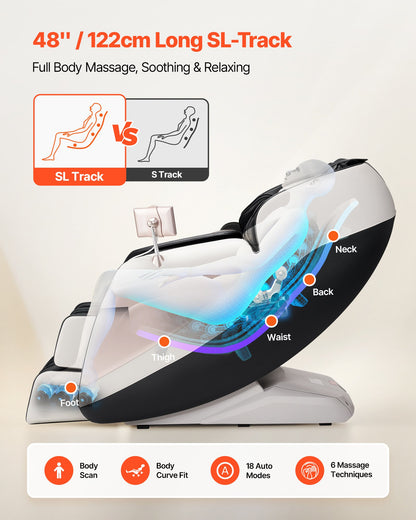 VEVOR Full Body Massage Chair, 3D Zero Gravity Recliner with SL Track, 18 Auto Modes, Heat, Foot Rollers, Armrest Control, LCD Display, 36 Airbags, Retractable Footrest - AMYLCDPFSAJKNGBSS001V1 - view 6