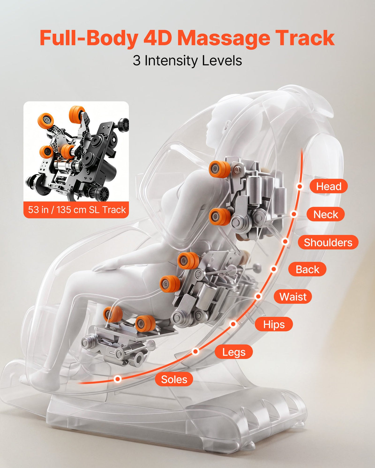 VEVOR Massage Chair, 4D Zero-Gravity Full Body Massage Chair with Extendable Footrest, Automatic Modes, Airbags, Waist & Leg Heating, Bluetooth Speaker, Touchscreen Control, for Home and Office Use - AMYLEDPBBSSL9VL3H001V1 - view 3