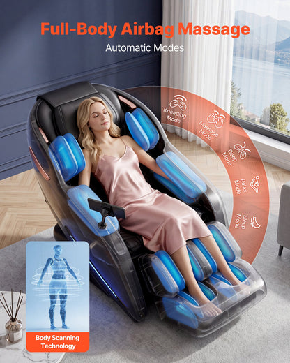 VEVOR Massage Chair, 3D Zero-Gravity Full Body Massage Chair with Extendable Footrest, Automatic Modes, Airbags, Waist & Leg Heating, Bluetooth Speaker, Touchscreen Control, for Home and Office Use - AMYLEDPBBSSLGKMIJ001V1 - view 4