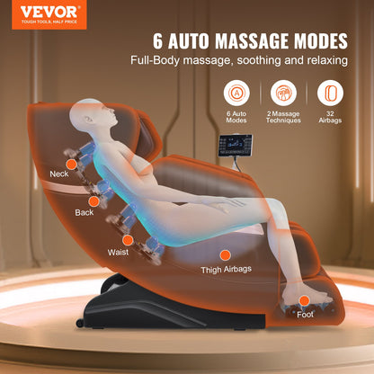 VEVOR Massage Chair - Full Body Zero Gravity Recliner with Multi Auto Modes, 3D Shiatsu, Heating, Bluetooth Speaker, Airbag, Foot Roller, and Touch Screen - AMYSXYKBBSDD4KW4QV1 - view 3