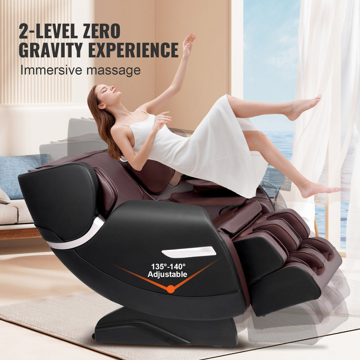 VEVOR Massage Chair - Full Body Zero Gravity Recliner with Multi Auto Modes, 3D Shiatsu, Heating, Bluetooth Speaker, Airbag, Foot Roller, and Touch Screen - AMYSXYKBBSDD4KW4QV1 - view 4