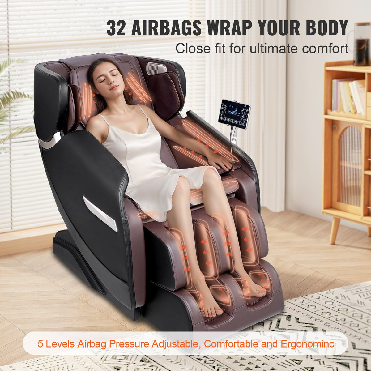 VEVOR Massage Chair - Full Body Zero Gravity Recliner with Multi Auto Modes, 3D Shiatsu, Heating, Bluetooth Speaker, Airbag, Foot Roller, and Touch Screen - AMYSXYKBBSDD4KW4QV1 - view 6