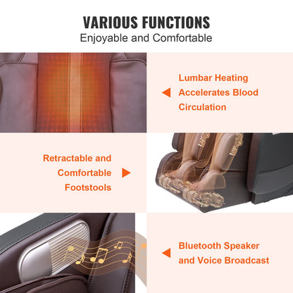 VEVOR Massage Chair - Full Body Zero Gravity Recliner with Multi Auto Modes, 3D Shiatsu, Heating, Bluetooth Speaker, Airbag, Foot Roller, and Touch Screen - AMYSXYKBBSDD4KW4QV1 - view 7
