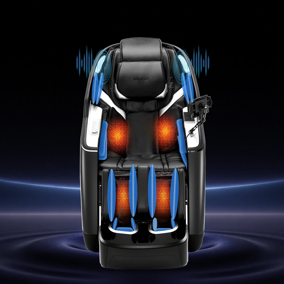 VEVOR Dual-Core 4D+3D Full Body Massage Chair,  with Extended SL Track, Deep Yoga Stretch, Electric Extendable Footrest, TFT, AI Voice Control, Heat, Airbags, Armrest Controls, Wheels - AMYTFTPFSAJAAEFL2001V1 - view 9