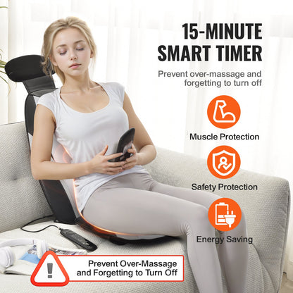 VEVOR Shiatsu Back Massager with Heat, Massage Seat Cushion with 2-Group Back Shiatsu Rollers and 2 Seat Vibration Motors, Fatigue Relief Seat Massage Chair Pad with 5 Vibration Modes for Home Office - AMZD220000004WEZZV5 - view 7