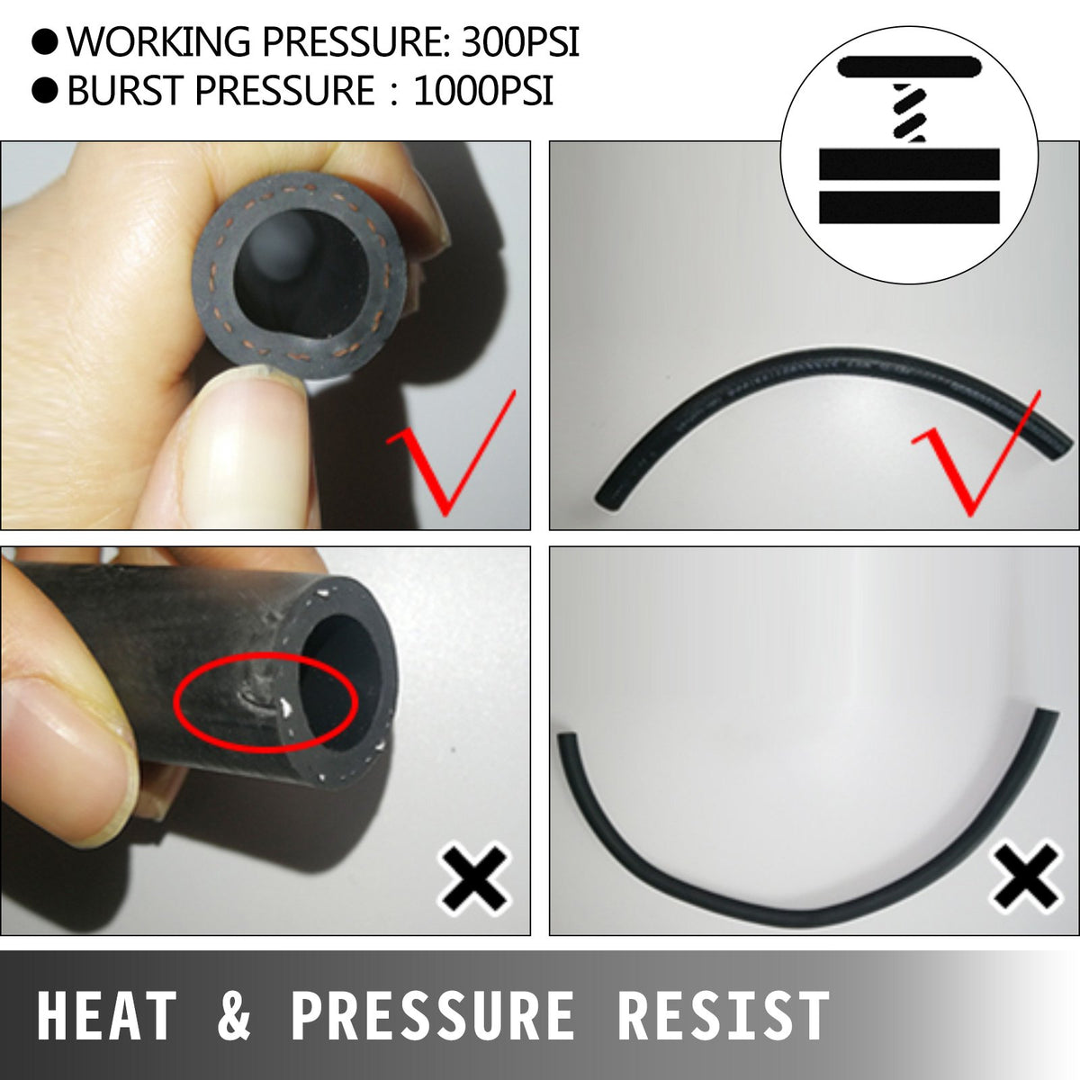 VEVOR 8AN Fuel Line Kit, 32.8' Nylon Stainless Steel Braided Oil Line Hose ID. 11.11 mm/ 0.44 in, with 20 pcs 8AN Universal Fitting Adapter Set with Aluminum Hose End, Black - AN8YGTJ0000000001V0 - view 3