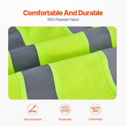 VEVOR Safety Vest, 10 Pockets Yellow Safety Vest, High Visibility Zipper Front Safety Vest with Reflective Strips, Hi Vis Work Construction Vest with Pockets and Walkie-Talkie Clip, for Men & Woman - AQBXHS1GHLM0O3DC9V0 - view 5
