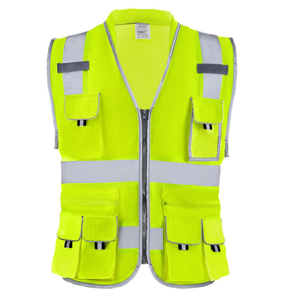 VEVOR Safety Vest, 10 Pockets Yellow Safety Vest, High Visibility Zipper Front Safety Vest with Reflective Strips, Hi Vis Work Construction Vest with Pockets and Walkie-Talkie Clip, for Men & Woman - AQBXHS1GHLM0O3DC9V0 - view 10