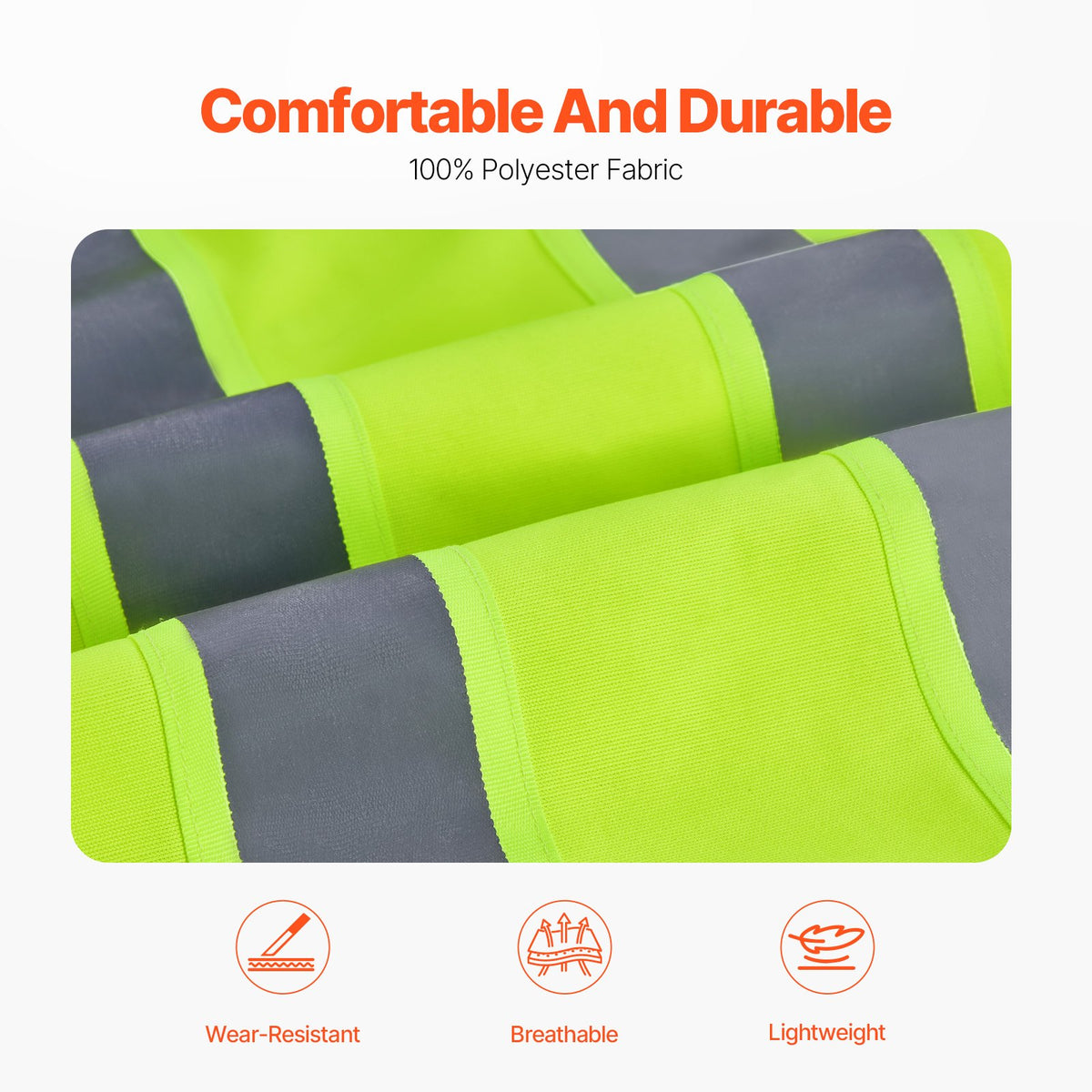 VEVOR Safety Vest, 10 Pockets Yellow Safety Vest, Hi Vis Zipper Front Safety Vest with Reflective Strips, High Visibility Work Construction Vest with Pockets and Walkie-Talkie Clip, for Men & Woman - AQBXHS1GHXLM1IMCEV0 - view 5