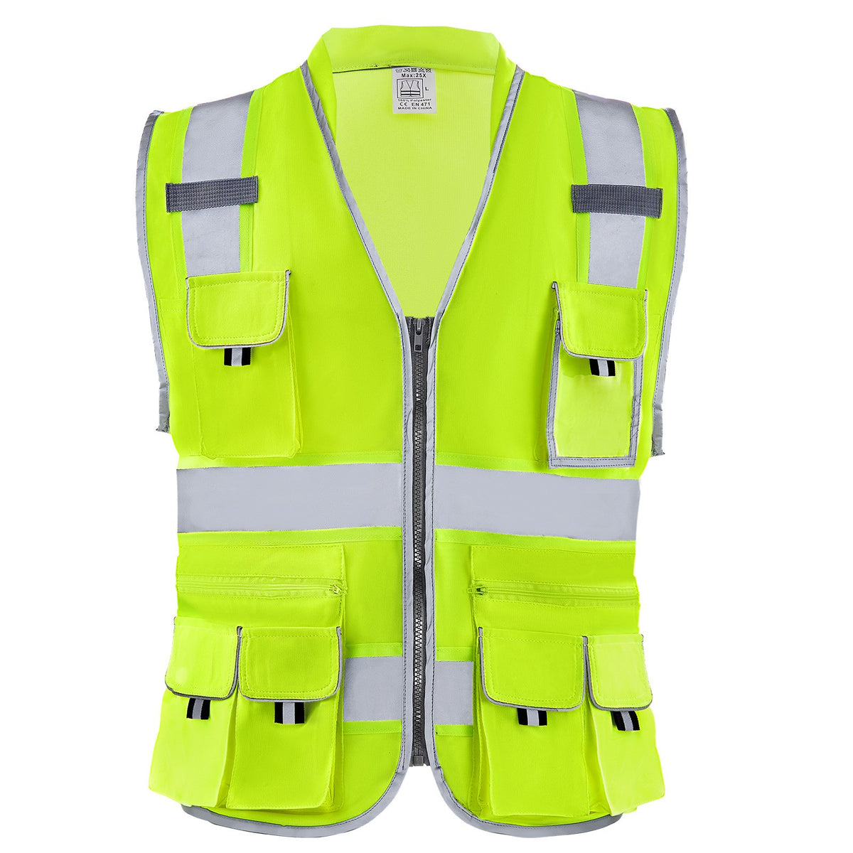 VEVOR Safety Vest, 10 Pockets Yellow Safety Vest, Hi Vis Zipper Front Safety Vest with Reflective Strips, High Visibility Work Construction Vest with Pockets and Walkie-Talkie Clip, for Men & Woman - AQBXHS1GHXLM1IMCEV0 - view 10