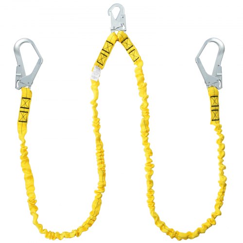 VEVOR 38mm Safety Lanyard, 6ft(1.83m) Fall Protection Lanyard with 2 Alloy Steel Snap Hooks, Retractable Safety Belt for Outdoor/Indoor Tree Climbing, 38KN Breaking Tension Lanyard, Yellow - AQGSSGYSSXWH2HFJGV0 - view 2