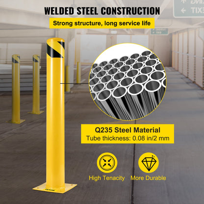 VEVOR Safety Bollard 48"x5.5", Safety Barrier Bollard 5-1/2" OD 48" Height, Yellow Powder Coat Pipe Steel Safety Barrier, with 4 Free Anchor Bolts, for Traffic-Sensitive Area - AQZ48X5.5INHS0001V0 - view 4