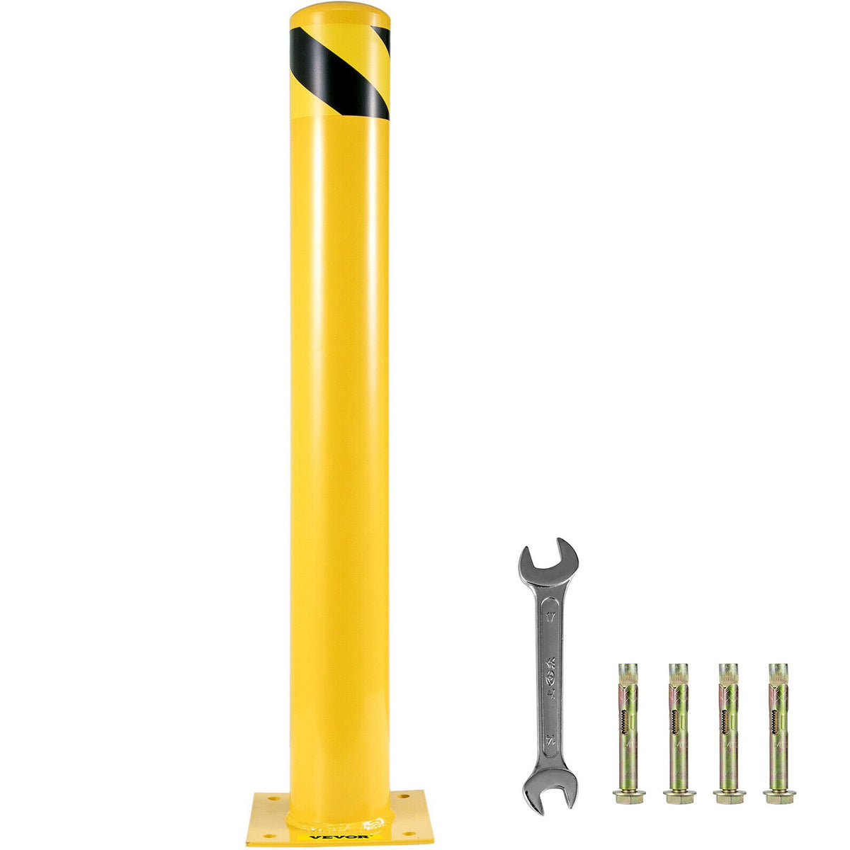VEVOR Safety Bollard 48"x5.5", Safety Barrier Bollard 5-1/2" OD 48" Height, Yellow Powder Coat Pipe Steel Safety Barrier, with 4 Free Anchor Bolts, for Traffic-Sensitive Area - AQZ48X5.5INHS0001V0 - view 10