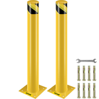 VEVOR Safety Bollard, 36 Inch Height Bollard Post, 4.5 Inch Diameter Steel Pipe Safety Bollard Post, Yellow Steel Bollard, Steel Safety Bollard with 8 Anchor Bolts, Perfect for Traffic-Sensitive Area - AQZYCHS364.527PAFV0 - view 1