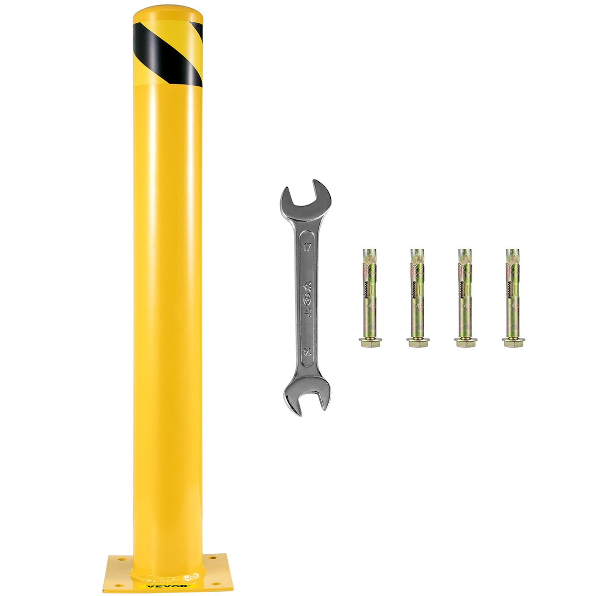 VEVOR Safety Bollard, 36 Inch Height Bollard Post, 5.5 Inch Diameter Steel Pipe Safety Bollard Post, Yellow Steel Bollard, Steel Safety Bollard with 8 Anchor Bolts, Perfect for Traffic-Sensitive Area - AQZYCHS365.523B0MV0 - view 10