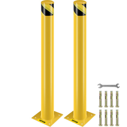 VEVOR Safety Bollard, 42 Inch Height Bollard Post, 4.5 Inch Diameter Steel Pipe Safety Bollard Post, Yellow Steel Bollard, Steel Safety Bollard with 8 Anchor Bolts, Perfect for Traffic-Sensitive Area - AQZYCHS424.52YZBJV0 - view 1