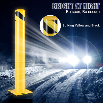 VEVOR Safety Bollard, 42 Inch Height Bollard Post, 4.5 Inch Diameter Steel Pipe Safety Bollard Post, Yellow Steel Bollard, Steel Safety Bollard with 8 Anchor Bolts, Perfect for Traffic-Sensitive Area - AQZYCHS424.52YZBJV0 - view 6