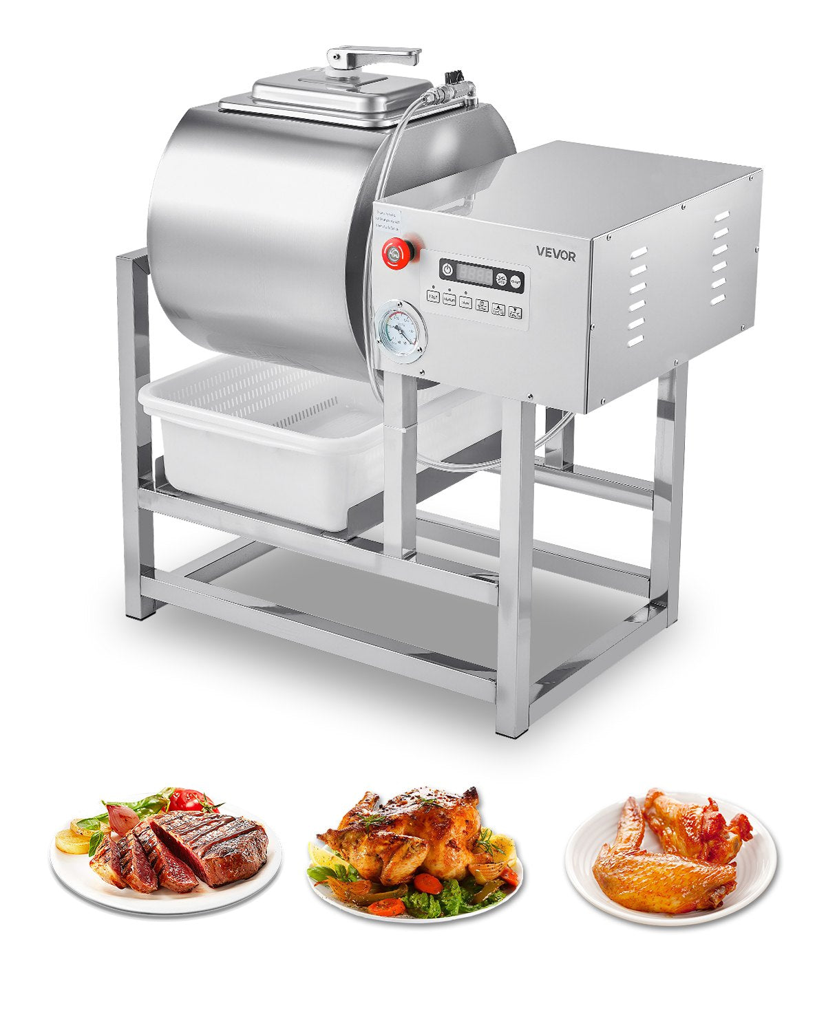 VEVOR Commercial Meat Tumbler Marinator, 40L Vacuum Tumbler Marinating Machine with Bidirectional Rotation and 3-Speed, Stainless Steel Vacuum Curing Machine for Chicken Pork Fish, Steak House - ARJ45LLD0000OBQB2V1 - view 1