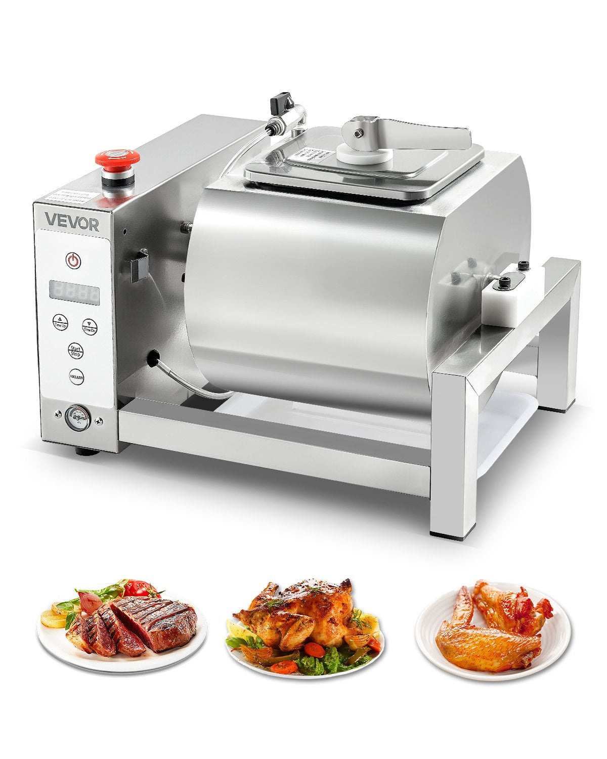 VEVOR Meat Tumbler Marinator, 10L Vacuum Tumbler Marinating Machine with Automatic Bidirectional Rotation, Stainless Steel Vacuum Curing Machine for Chicken Steak Pork, Home & Commercial Use - ARJBXG10STM0V13CD001V1 - view 1