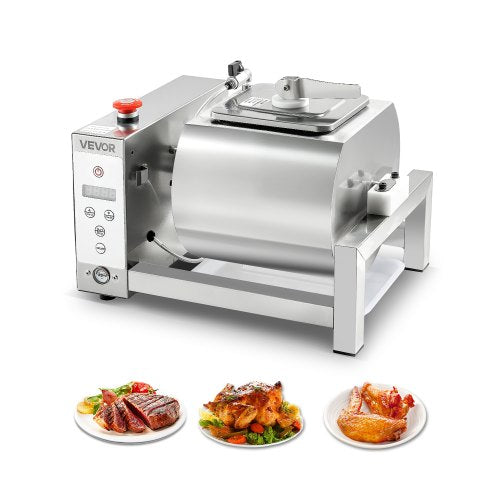 VEVOR Meat Tumbler Marinator, 10L Vacuum Tumbler Marinating Machine with Automatic Bidirectional Rotation, Stainless Steel Vacuum Curing Machine for Chicken Steak Pork, Home & Commercial Use - ARJBXG10STM0V13CD001V1 - view 2