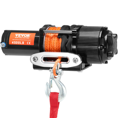 VEVOR Electric Winch, 4500 lb Line Pull Capacity, 12V DC ATV/UTV Winch with Φ1/4 in x 39 ft 12 Strands Synthetic Rope Aluminum Fairlead Wireless & Wired Remote Control, IP55 Waterproof for UTV ATV - ATVHCSJPYXWXMCF1OV9 - view 10