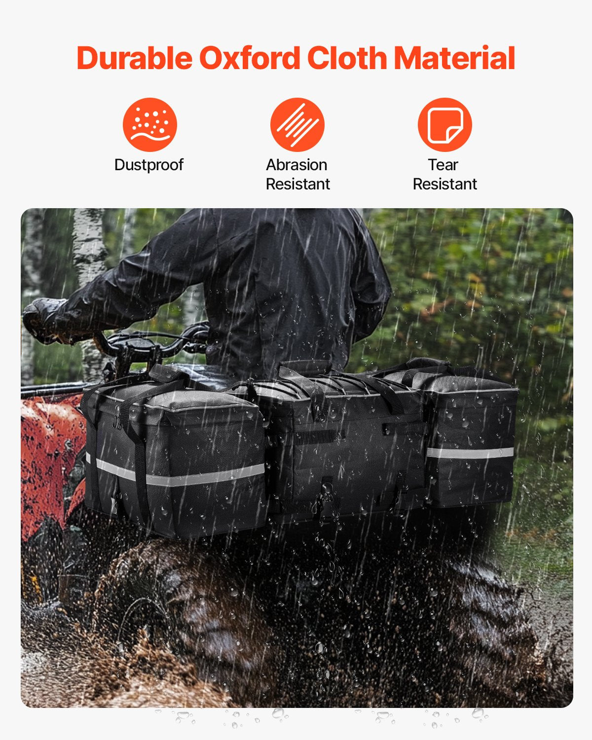 VEVOR ATV Rear Storage Bag, 54L ATV Rear Cargo Bag with 16L Cooler Insulated Bag, 600D Oxford Cloth Storage Rear Rack Seat Bag Fit Most ATVs with Rear Rack, Compatible with ATV, UTV, Can-Am Vehicles - ATVZBBRZNJBB89GBJV0 - view 5