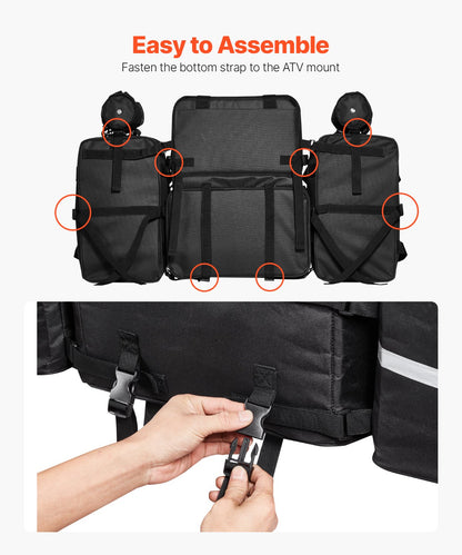 VEVOR ATV Rear Storage Bag, 54L ATV Rear Cargo Bag with 16L Cooler Insulated Bag, 600D Oxford Cloth Storage Rear Rack Seat Bag Fit Most ATVs with Rear Rack, Compatible with ATV, UTV, Can-Am Vehicles - ATVZBBRZNJBB89GBJV0 - view 6