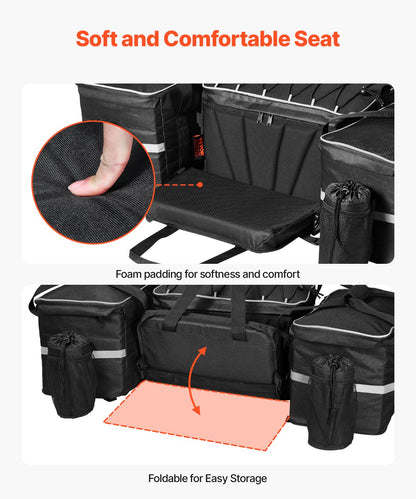 VEVOR ATV Rear Storage Bag, 54L ATV Rear Cargo Bag with 16L Cooler Insulated Bag, 600D Oxford Cloth Storage Rear Rack Seat Bag Fit Most ATVs with Rear Rack, Compatible with ATV, UTV, Can-Am Vehicles - ATVZBBRZNJBB89GBJV0 - view 7