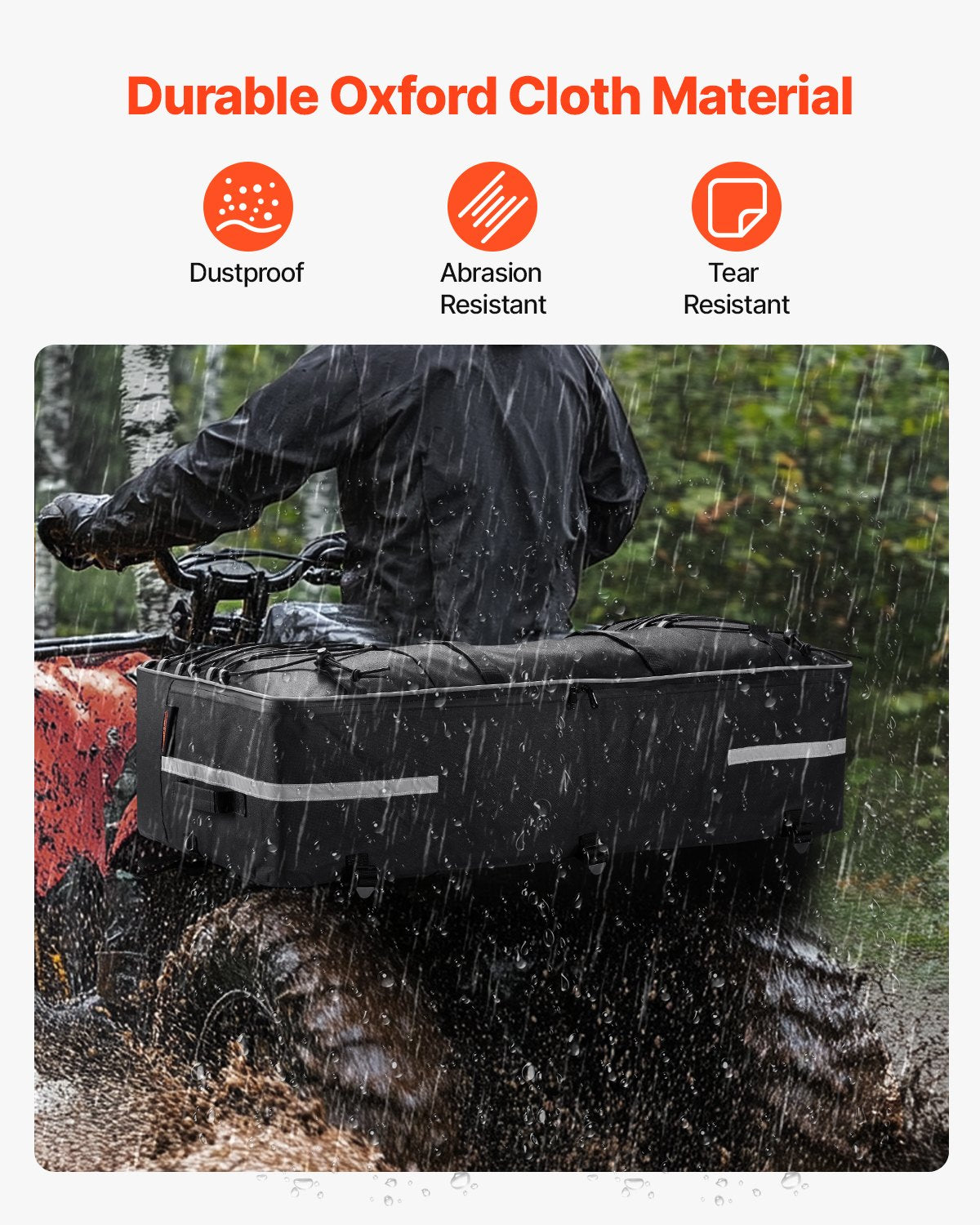 VEVOR ATV Rear Storage Bag, 60L ATV Rear Cargo Storage Bag with Backrest & Waterproof Cover, 600D Oxford Cloth Rear Seat Gear Bag Fit Most ATVs with Rear Rack, Compatible with ATV, UTV, Can-Am Vehicle - ATVZBBRZNL74NVXW7V0 - view 5
