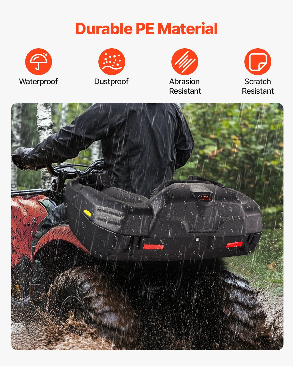 VEVOR ATV Rear Storage Box and Lounger, 95L ATV Cargo Box with Seat & Backrest, Waterproof LLDPE & Lockable Lounger Storage Box Fit Most ATVs with Rear Rack, Compatible with ATV, UTV, Can-Am Vehicles - ATVZBBYZJYX7J23YQV0 - view 5