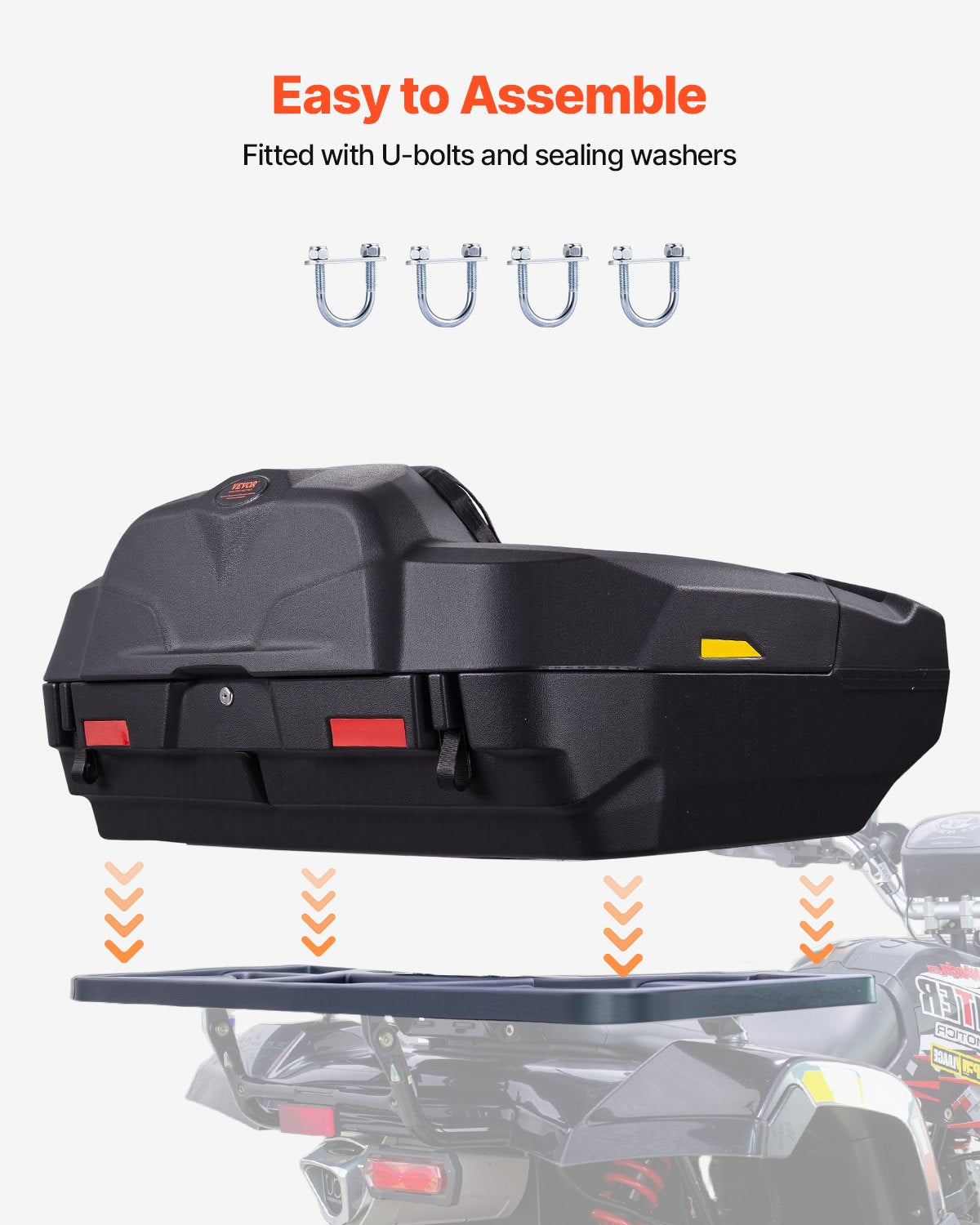 VEVOR ATV Rear Storage Box and Lounger, 95L ATV Cargo Box with Seat & Backrest, Waterproof LLDPE & Lockable Lounger Storage Box Fit Most ATVs with Rear Rack, Compatible with ATV, UTV, Can-Am Vehicles - ATVZBBYZJYX7J23YQV0 - view 6