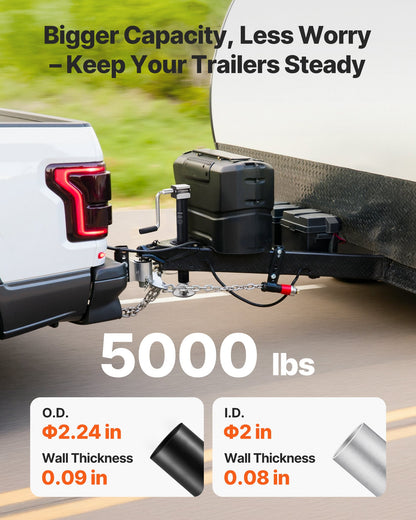 VEVOR 5000 lbs A-Frame Trailer Jack, 15-Inch Vertical Travel, Trailer Lift Jack with Adjustable 7-Level Drop Leg & Drill Socket, Cordless Drill Compatible, Suitable for RV, Utility, Yacht Trailers - AXLSTCQJDSYKA13UA001V0 - view 3