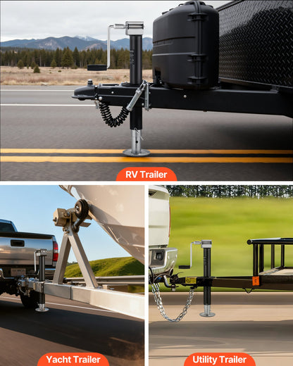VEVOR 5000 lbs A-Frame Trailer Jack, 15-Inch Vertical Travel, Trailer Lift Jack with Adjustable 7-Level Drop Leg & Drill Socket, Cordless Drill Compatible, Suitable for RV, Utility, Yacht Trailers - AXLSTCQJDSYKA13UA001V0 - view 7