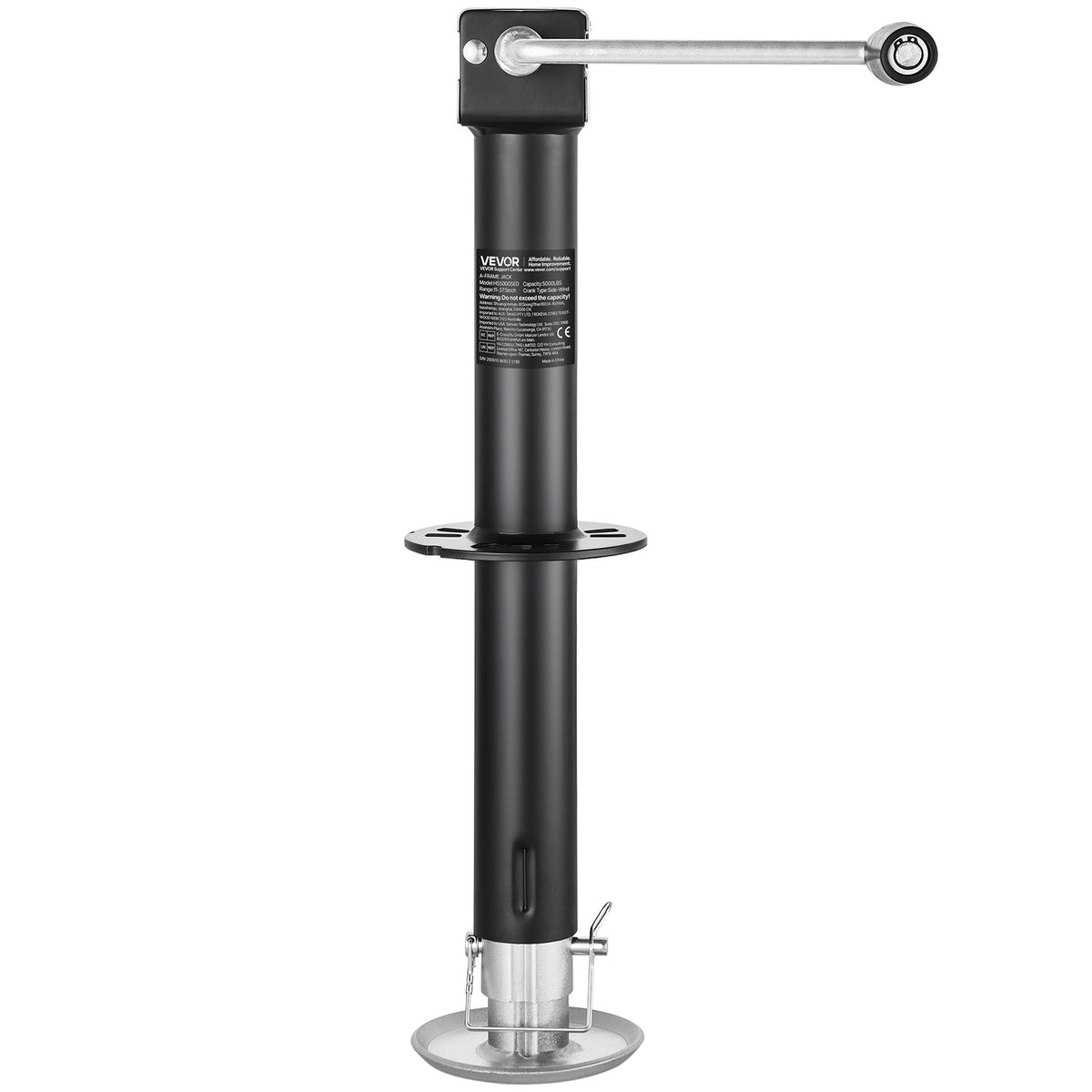 VEVOR 5000 lbs A-Frame Trailer Jack, 15-Inch Vertical Travel, Trailer Lift Jack with Adjustable 7-Level Drop Leg & Drill Socket, Cordless Drill Compatible, Suitable for RV, Utility, Yacht Trailers - AXLSTCQJDSYKA13UA001V0 - view 10