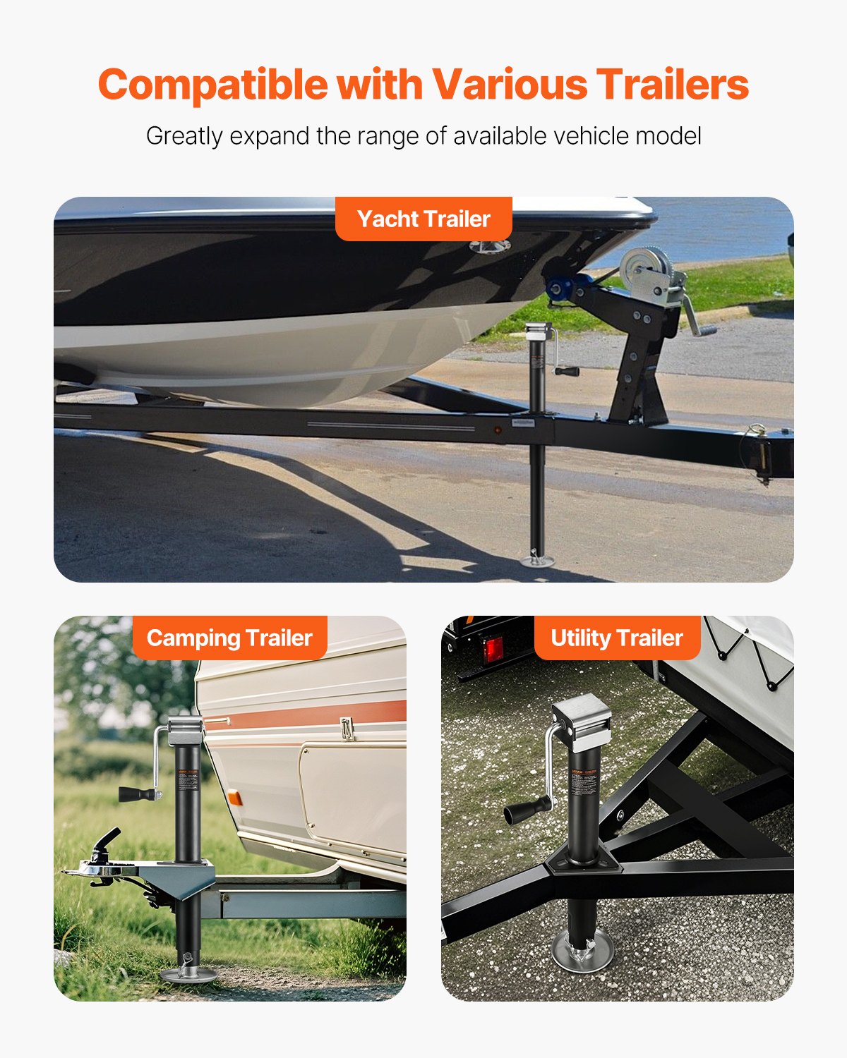 VEVOR A-Frame Trailer Jack, 5000 lbs Dynamic Load Capacity, Trailer Jack Stand with Handle & Rectangular Footpad, 15-inch Vertical Travel, Suitable for RV, Horse, Utility Trailers, Yacht Trailers - AXLSTCQJDSYKAZ99C001V0 - view 7