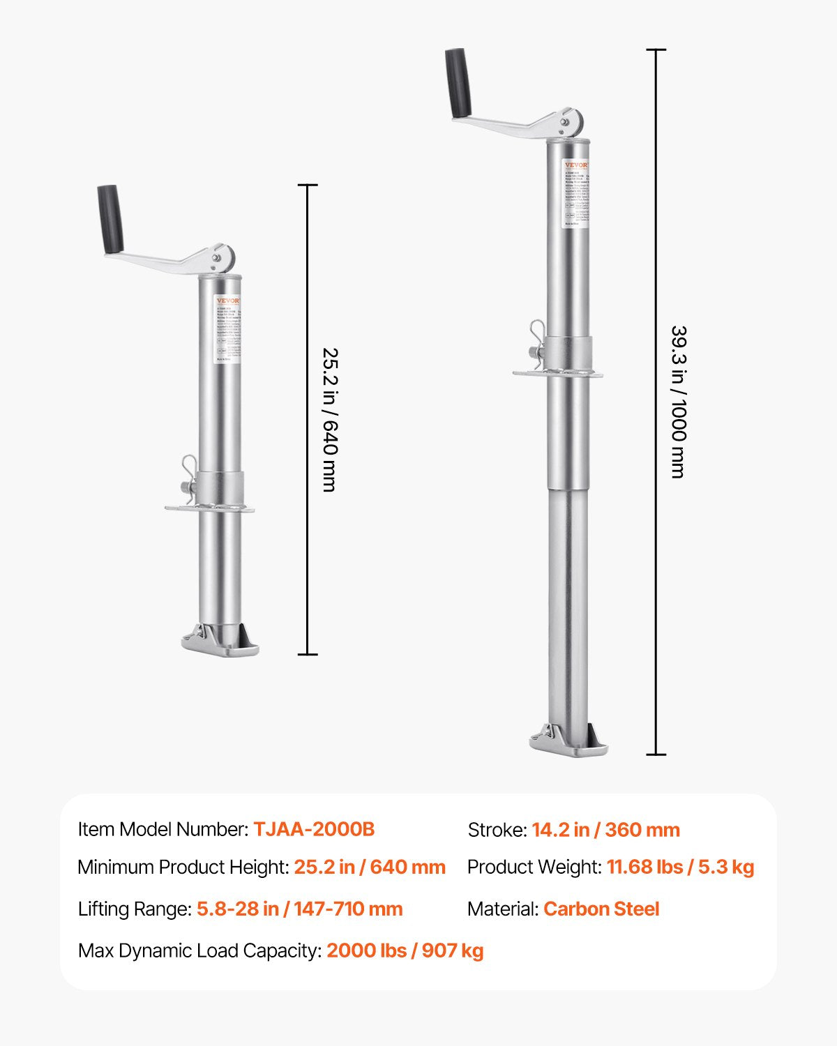 A Frame Trailer Jack Bolt on Trailer Tongue Jack 2000 lbs 14.2" Travel - AXLSTCQJDSYKLOCI8V0 - view 8