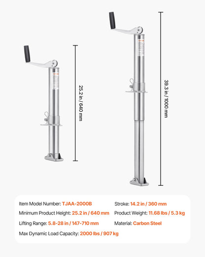 A Frame Trailer Jack Bolt on Trailer Tongue Jack 2000 lbs 14.2" Travel - AXLSTCQJDSYKLOCI8V0 - view 8
