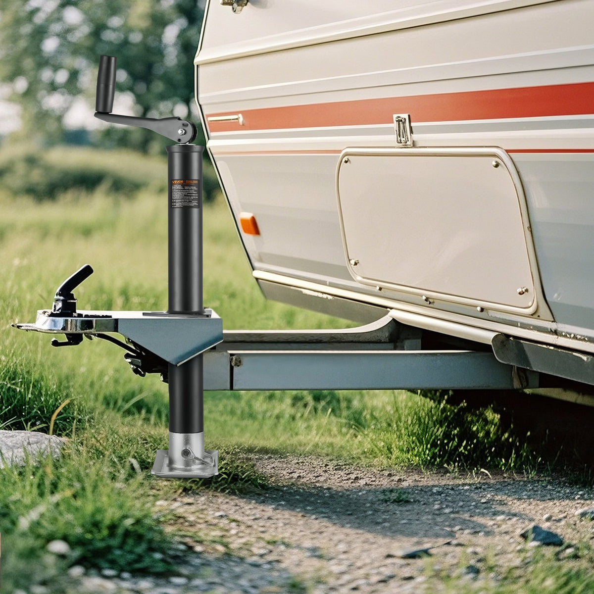 VEVOR A-Frame Trailer Jack, 2000 lbs Dynamic Load Capacity, Trailer Jack Stand with Handle & Rectangular Footpad, 15-inch Vertical Travel, Suitable for RV, Horse, Utility Trailers, Yacht Trailers - AXLSTCQJDSYKZVW33001V0 - view 9