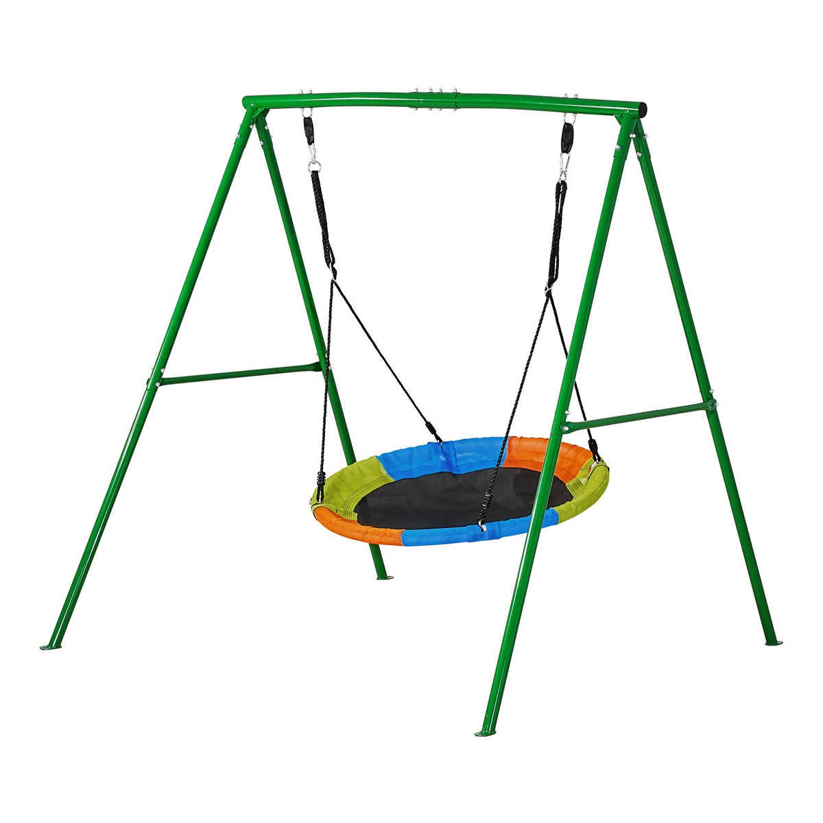 VEVOR Swing Set for Backyard, 40 in Saucer Swing Seat with Heavy Duty A-Frame Metal Stand, 440 lbs Load Capacity, Reinforced with Spiral Ground Anchors, Swingset Outdoor for Kids, Green and Colorful - AXQQTZ1RWCGLL6D84001V0 - view 10