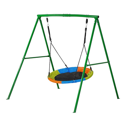 VEVOR Swing Set for Backyard, 40 in Saucer Swing Seat with Heavy Duty A-Frame Metal Stand, 440 lbs Load Capacity, Reinforced with Spiral Ground Anchors, Swingset Outdoor for Kids, Green and Colorful - AXQQTZ1RWCGLL6D84001V0 - view 10