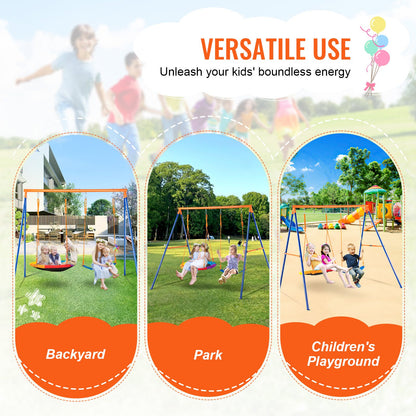 VEVOR Swing Sets for Backyard, 440lbs Load Capacity Swing Set, with 1 Saucer Swing Seat, 1 Belt Swing Seat, Heavy Duty A-Frame Metal Swing Stand and Adjustable Rope, Swingset Outdoor for Kids - AXQQTZ2RW000VMH9NV0 - view 7