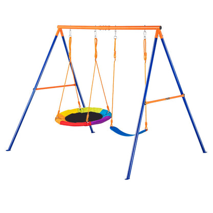 VEVOR Swing Sets for Backyard, 440lbs Load Capacity Swing Set, with 1 Saucer Swing Seat, 1 Belt Swing Seat, Heavy Duty A-Frame Metal Swing Stand and Adjustable Rope, Swingset Outdoor for Kids - AXQQTZ2RW000VMH9NV0 - view 10