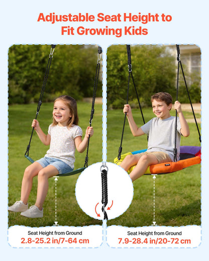 VEVOR Swing Set for Backyard, 32 in Saucer Swing Seat and Belt Seat, with Heavy Duty A-Frame Metal Stand, 440 lbs Load Capacity, Reinforced with Spiral Ground Anchors, Swingset Outdoor for Kids - AXQQTZ2RWCGL2KT8O001V0 - view 5