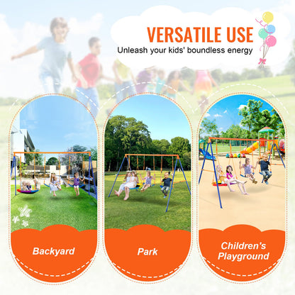 VEVOR Swing Sets for Backyard, 600lbs Load Capacity Swing Set, with 1 Saucer Swing Seat, 2 Belt Swing Seats, Heavy Duty A-Frame Metal Swing Stand and Adjustable Rope, Swingset Outdoor for Kids - AXQQTZ3RW000W9S5KV0 - view 7